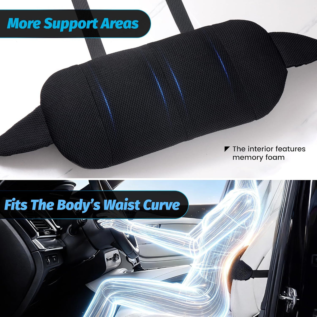 ZUAMEGULumbar Support Pillow for Car, Office Chair & Travel
