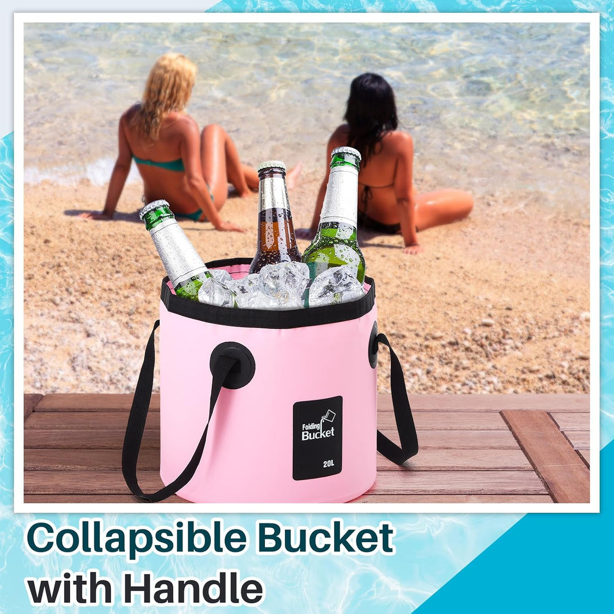 Tessco for you 4 Pack 5 Gallon Collapsible Bucket with Handle Portable Folding Bucket Collapsible Camping Sink Water Container for Hiking Fishing Beach Car Washing
