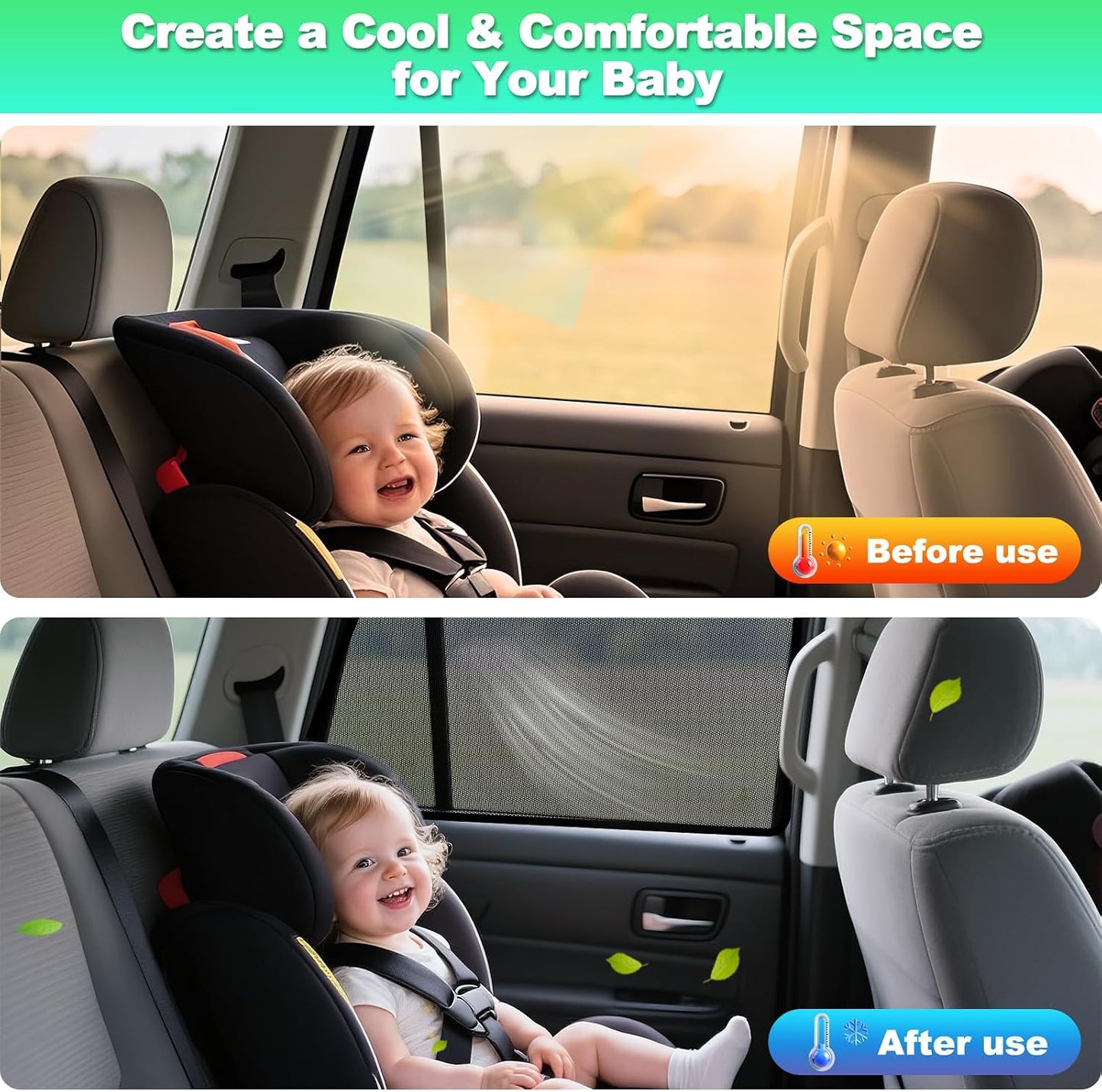 RAV4 Window Shades 2019-2024, Rear Side 2PCS Mesh Set | Custom Fit, Superior Sun Protection, Secure Magnetic Installation, Breathable Mesh, Ideal for Travel & Outdoor Adventures