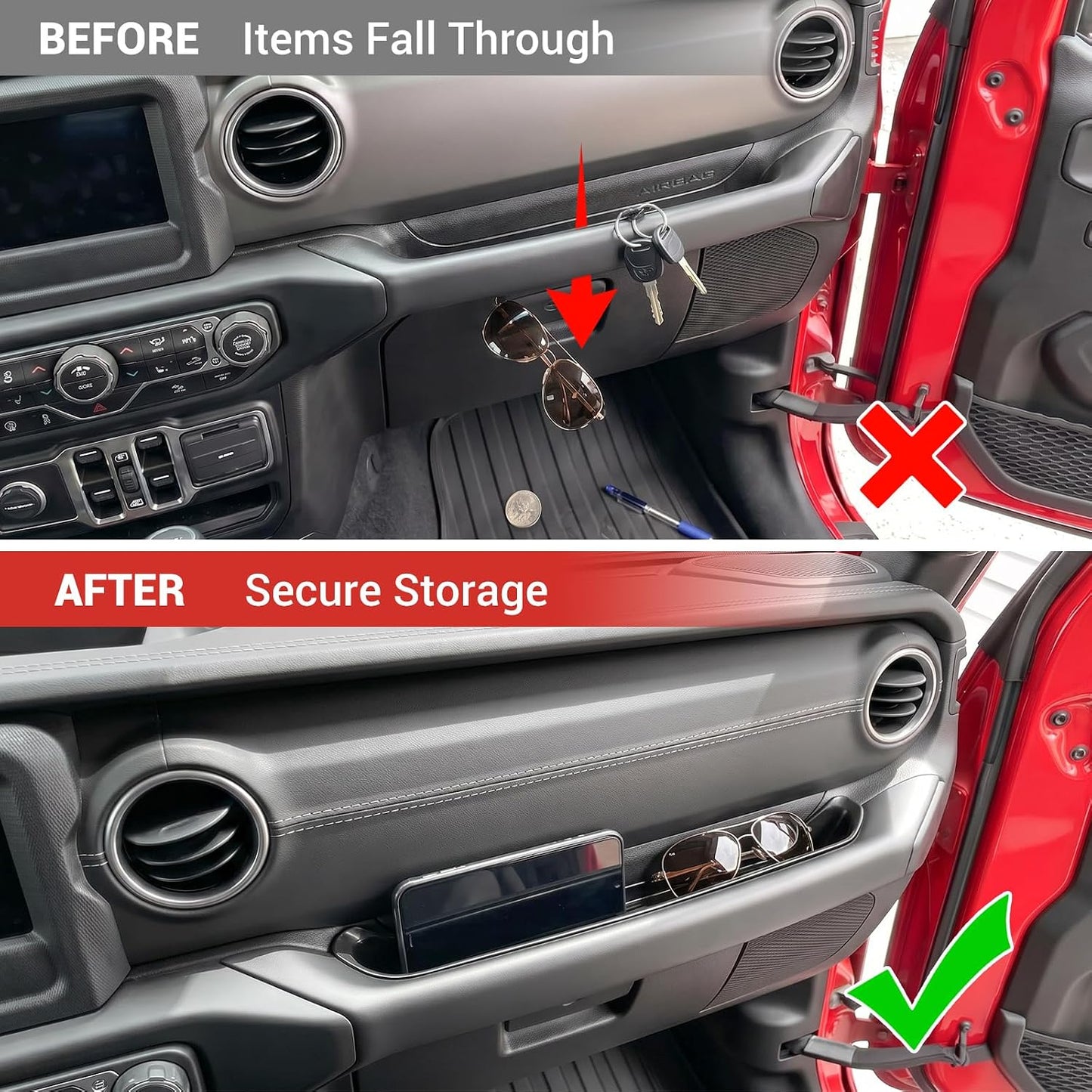 Grab Bar Tray Fit for 2018-2023 Jeep Wrangler JL JLU 4XE/Gladiator JT Storage Bin Handle Organizer Grab Handle Box Passenger Side Grabtray for Wrangler&Gladiator Accessories(18-23 Grab Bar Tray)