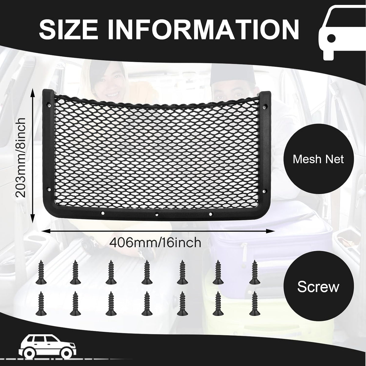 Frienda 4 Pcs Bungee Net Pocket Framed Mesh Car Boat RV,16 X 8 Inch