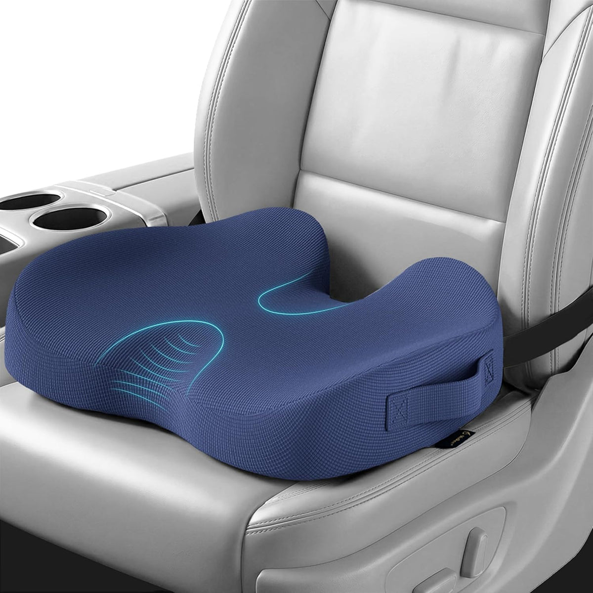 Car Seat Cushion, Memory Foam Seat Cushion for Truck Drivers, Car Seats, Travel & Wheelchair, Sciatica Ease & Tailbone Pain Relief Pillow for Long Sitting Comfort
