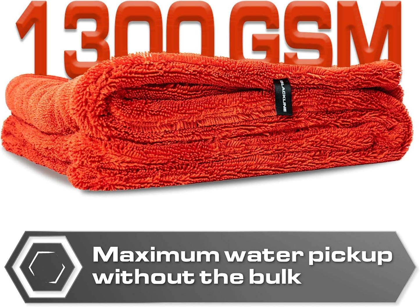 Blackline Car Drying Towel - 2ft x 3ft XL-Popular Pick Among Detailing Pros - 1300 GSM Microfiber Towel - Absorbs Over 8lbs of Water - Leaves No Streaks, Spots or Scratches - Dries an Entire Car