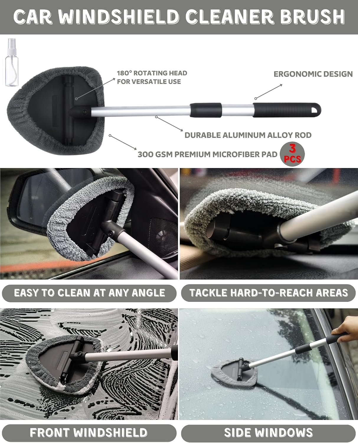oesee 18Pcs Professional Car Interior Detailing Kit All-in-One Cleaning Tools for Windows, Dashboard, Vents, Windshield Cleaner Brush, Magic Sponge, Chamois Cloth, Detailing Brushes & Accessories