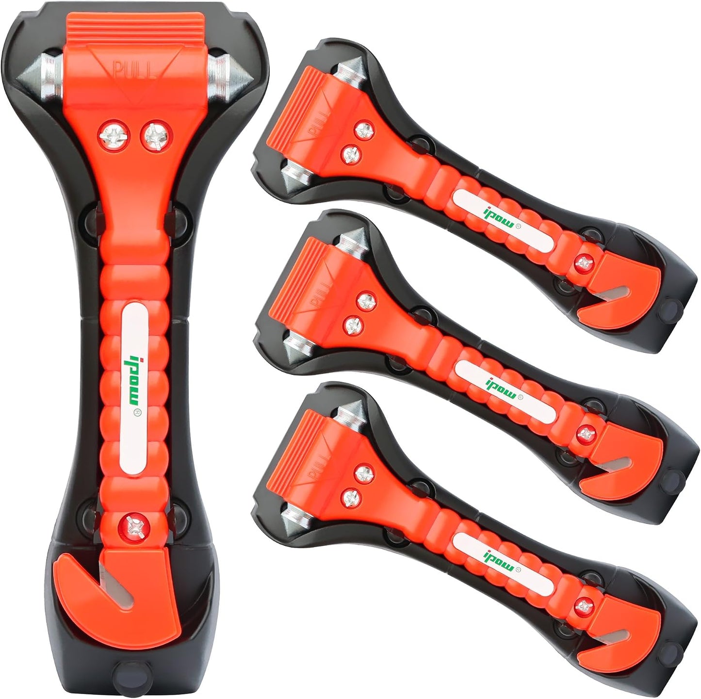 IPOW 4 Pack Car Window Breaker Seatbelt Cutter, Heavy Carbon Steel Glass Breaker Car Safety Hammer Emergency Escape Tool, Auto Rescue Life Saving Survival Kit for Car, Office, Home