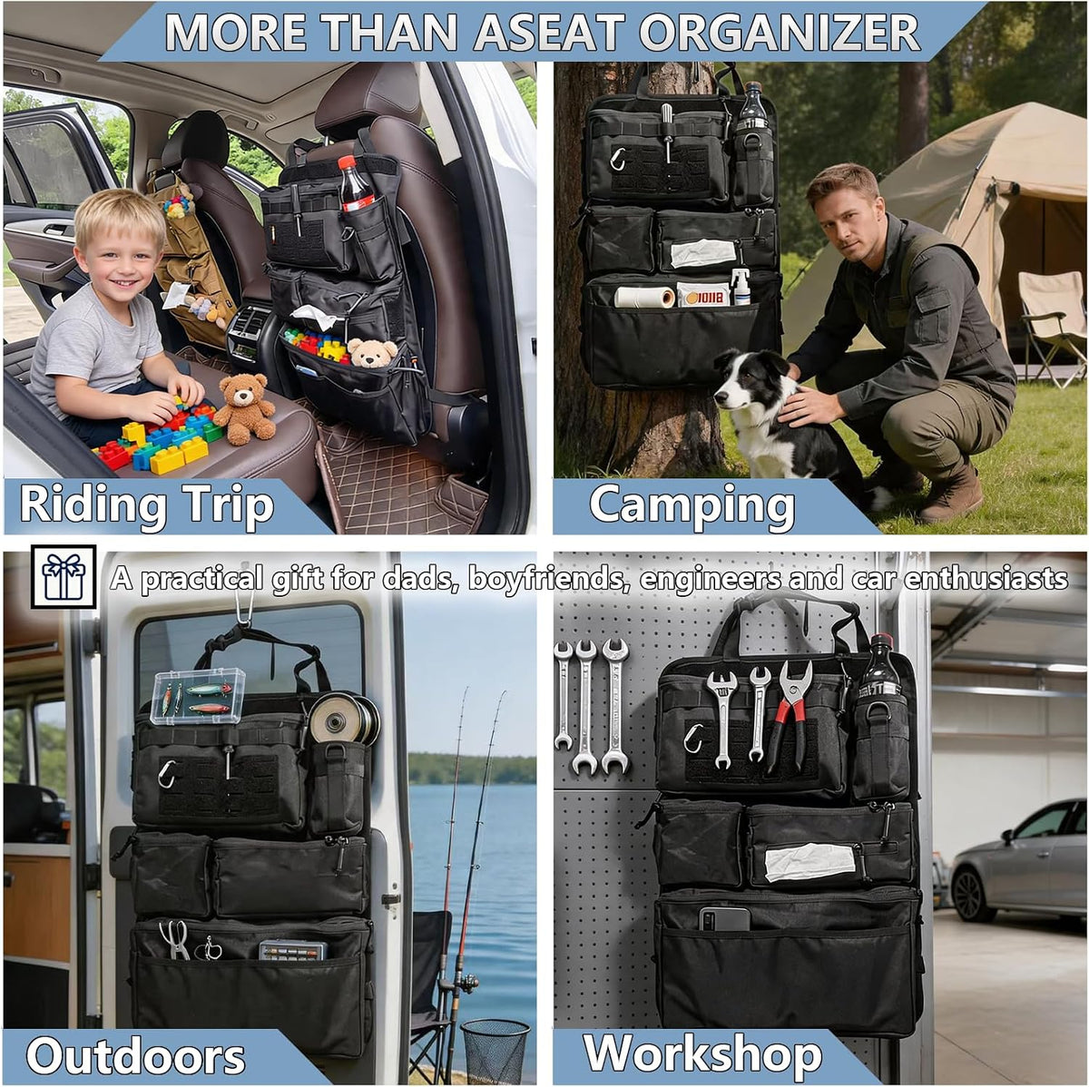 2 Set All in One Car Seat Back Organizer Fit Most Cars SUV Trucks Jeeps