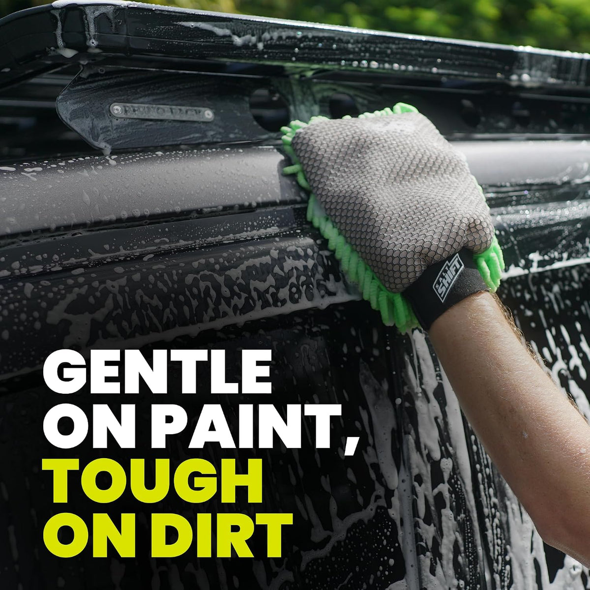 2-in-1 Wash Mitt - Microfiber Car Washing with Dual-Sided Design Mesh Bug Remover, Chenille Scratch-Free Microfiber Noodles, Boat, Glass, House or Car Wash Glove, High Water Retention