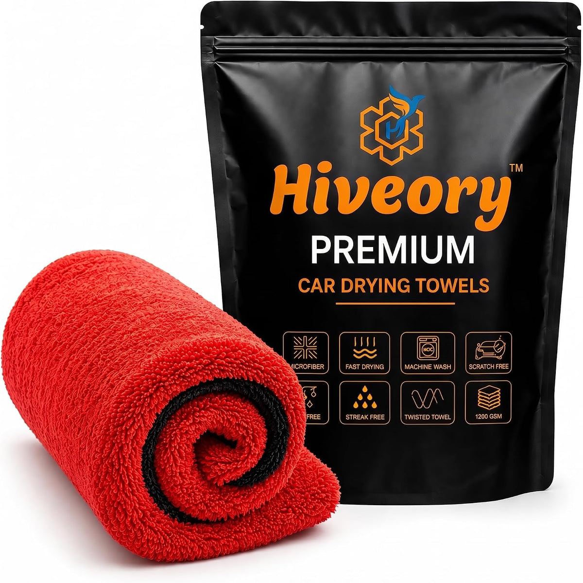 Car Drying Microfiber Towels - Red & Black
