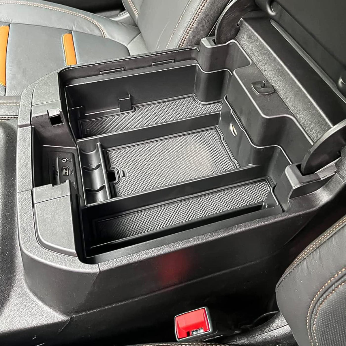 Center Console Organizer Compatible with 2020-2023 Silverado/Sierra 2500/3500HD/ 2019-2022 Chevy Silverado 1500 / GMC Sierra 1500 Accessories - Full-Coverage Insert Tray, ABS material Black