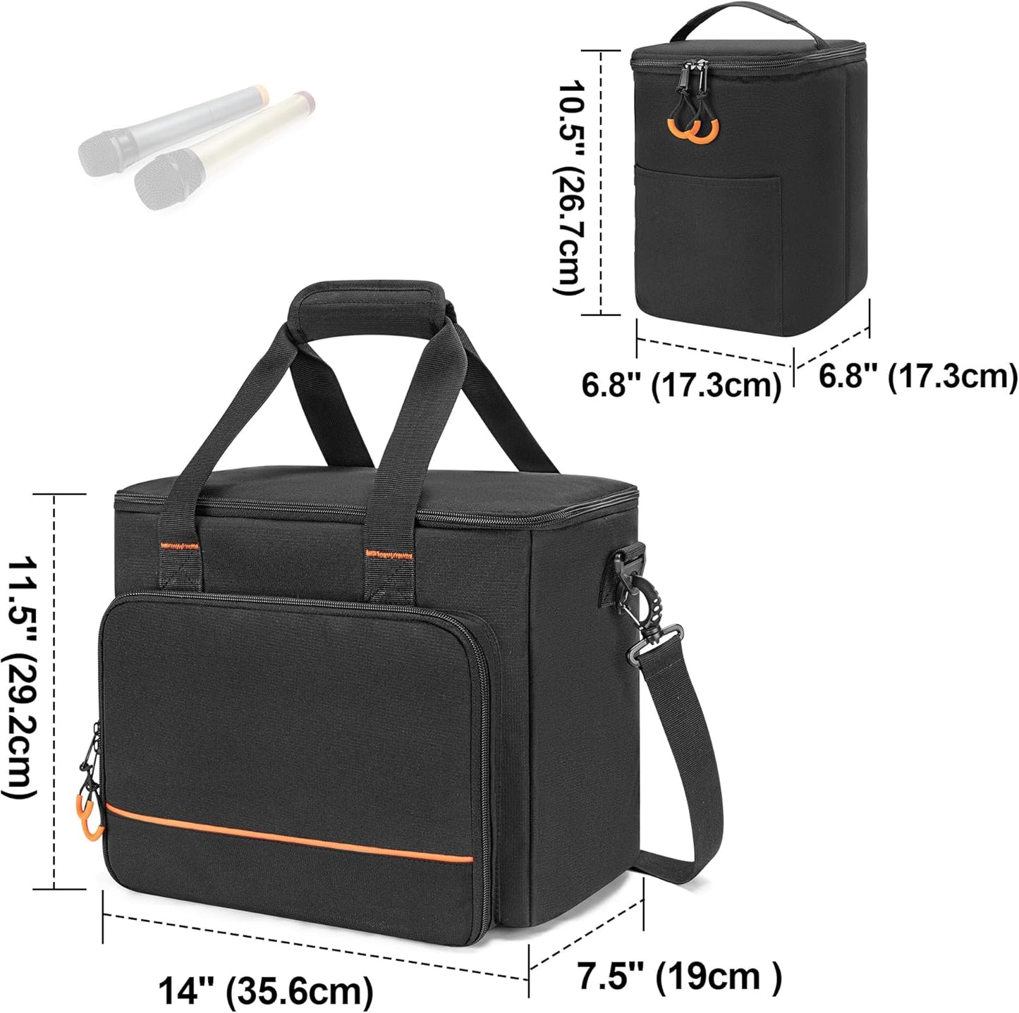 PGmoon 9 Slots Wireless Microphone Case, Travel Bag for Handheld Mic System, Carrying Case for Singing, Karaoke, Party (Patent Design)