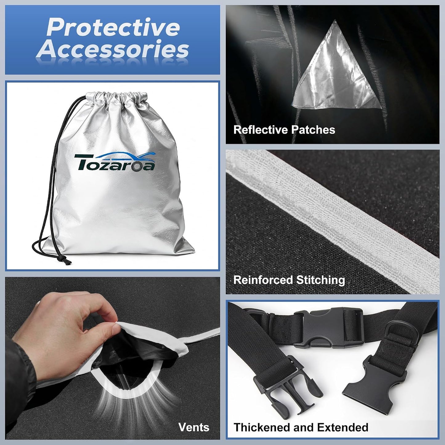 Hail Protector Car Cover for Sedan(Length:195"-208"),Waterproof All-Weather Anti Hail Thick Multi-Layered EVA with Sun Visor&Storage Bag for ES350, Models, Avalon, Impala etc