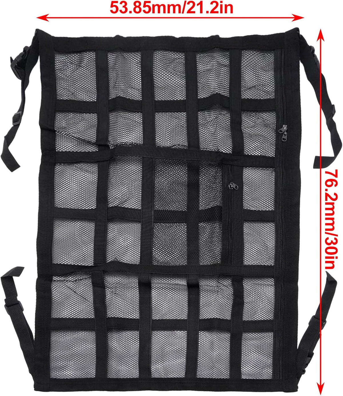 Car Ceiling Cargo Net, 30" x 21.2" Adjustable Double-Layer Mesh Roof Organizer, Versatile Storage Solution for Cars, SUVs and Trucks, Van Life Accessories for Travel and Camping