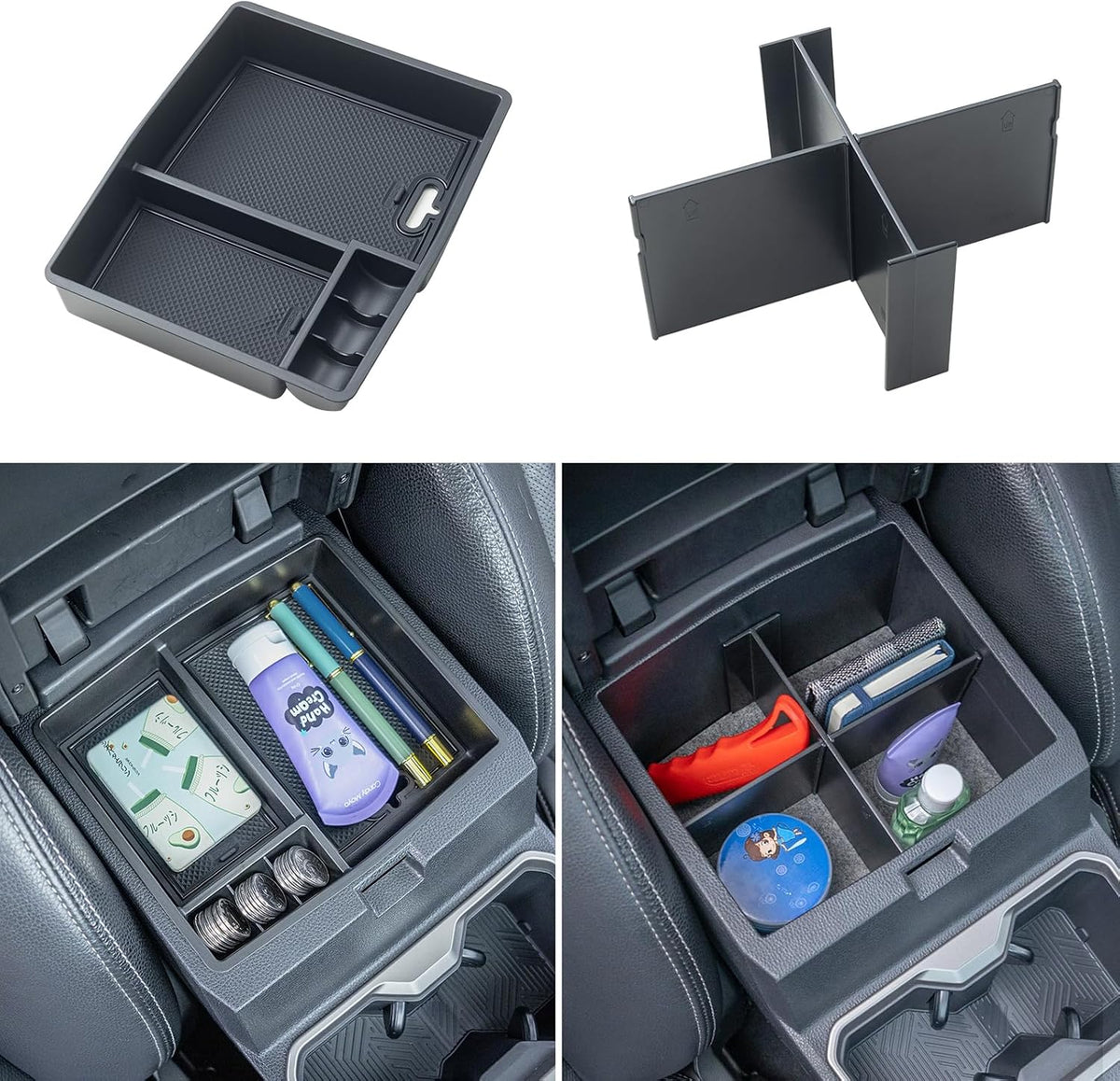 JKCOVER 2PCS Armrest Organizer Box Compatible with 2024-2026 Toyota Tacoma