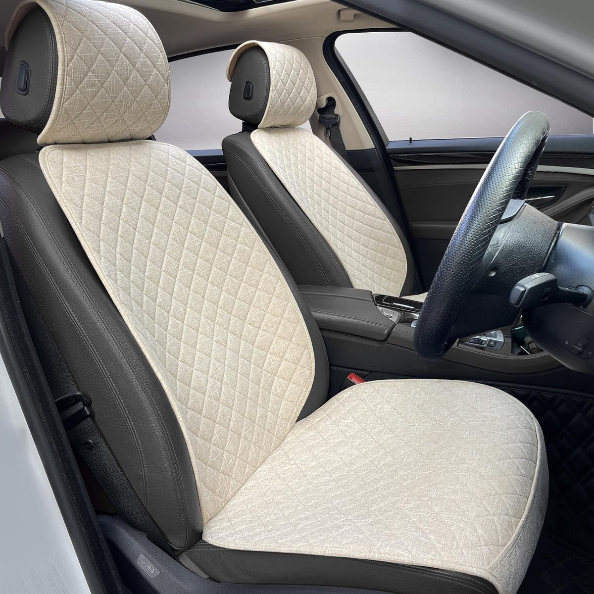 BOPUOVRE Linen Front Car Seat Covers Breathable Fabric
