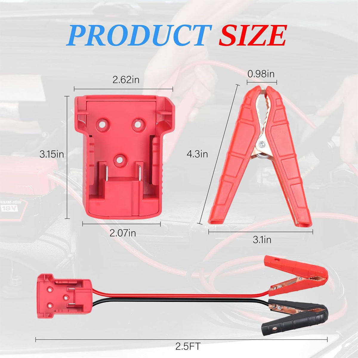 2FT 8AWG Silicone Jumper Cables Compatible with Milwaukee M18 Batteries