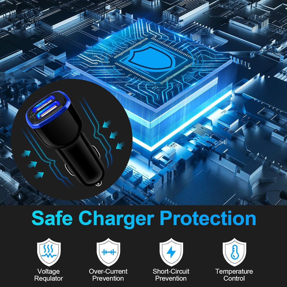 Car Charger iPhone,5Pack 2.4A 12V USB Adapter Car Cigarette Lighter Charger