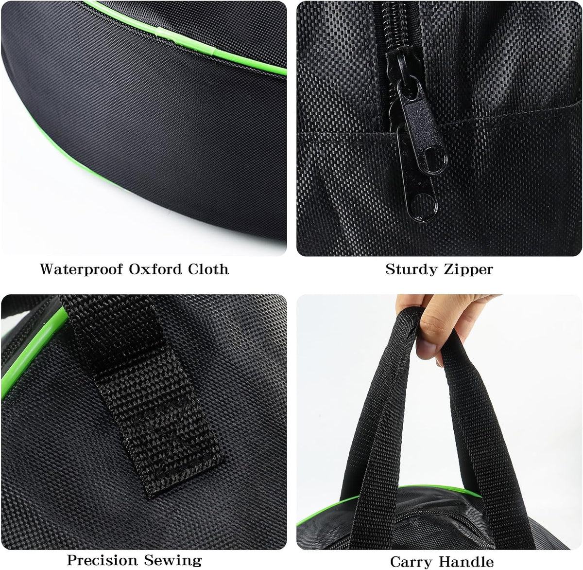 Klmnop 15.7 Inch Jumper Cable Bag - Round Waterproof Storage Bag, Organizer for EV & Garden Hoses (Black)