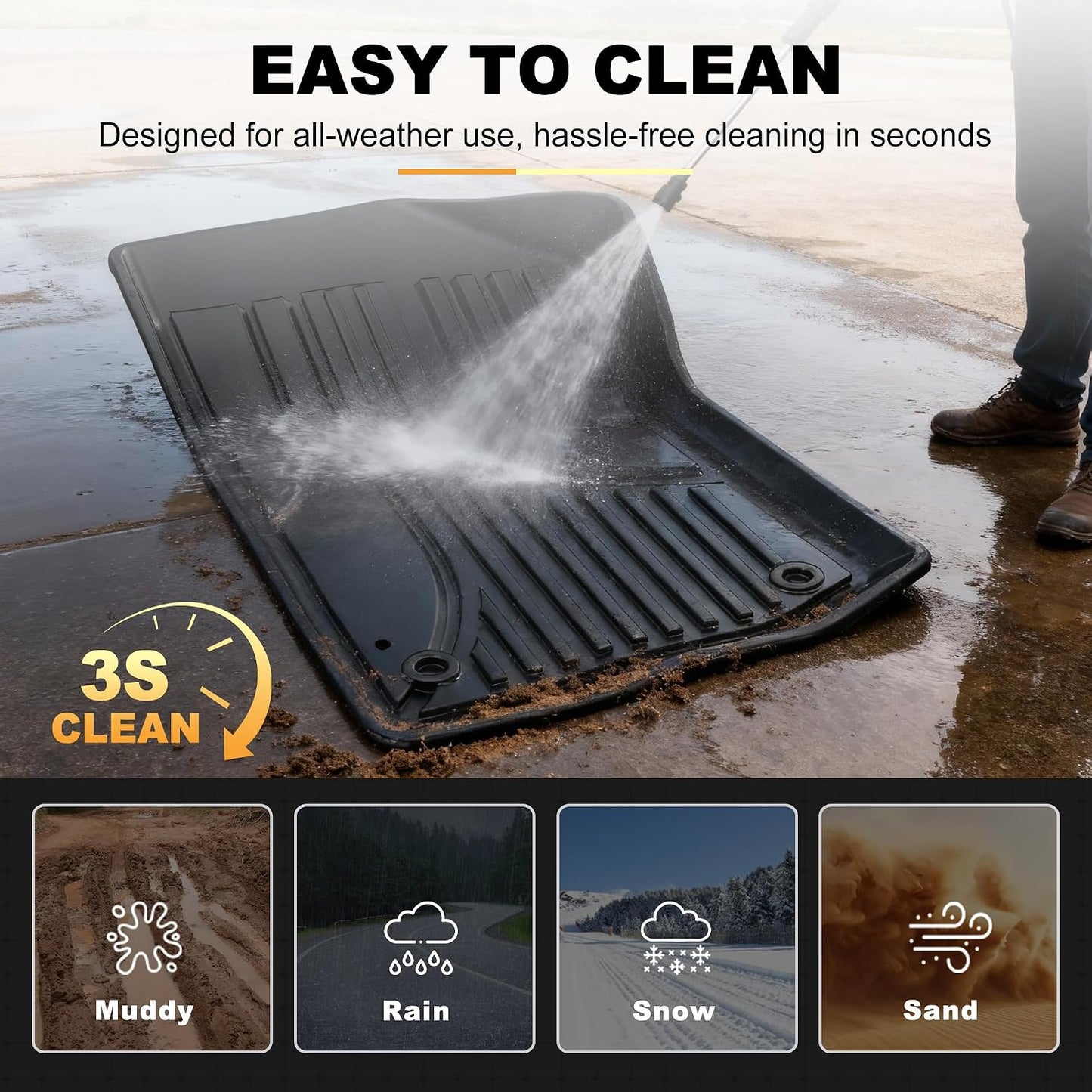 Floor Mat Bed Mat Compatible with 2020-2025 2026 Jeep Gladiator JT Floor Mat Truck Bed Liner TPE Bed Liner Replacement for 2023 2024 2025 Jeep Gladiator JT Accessories (Truck Bed Mat+Floor Mats)