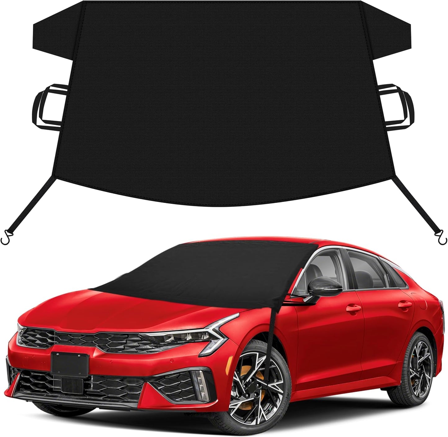 EcoNour Car Snow Cover Compatible for Volkswagen Jetta | Windshield Cover for Ice and Snow with S-Hook Straps | Heavy-Duty 600D Oxford Winter Car Cover, Waterproof & Anti-Slip