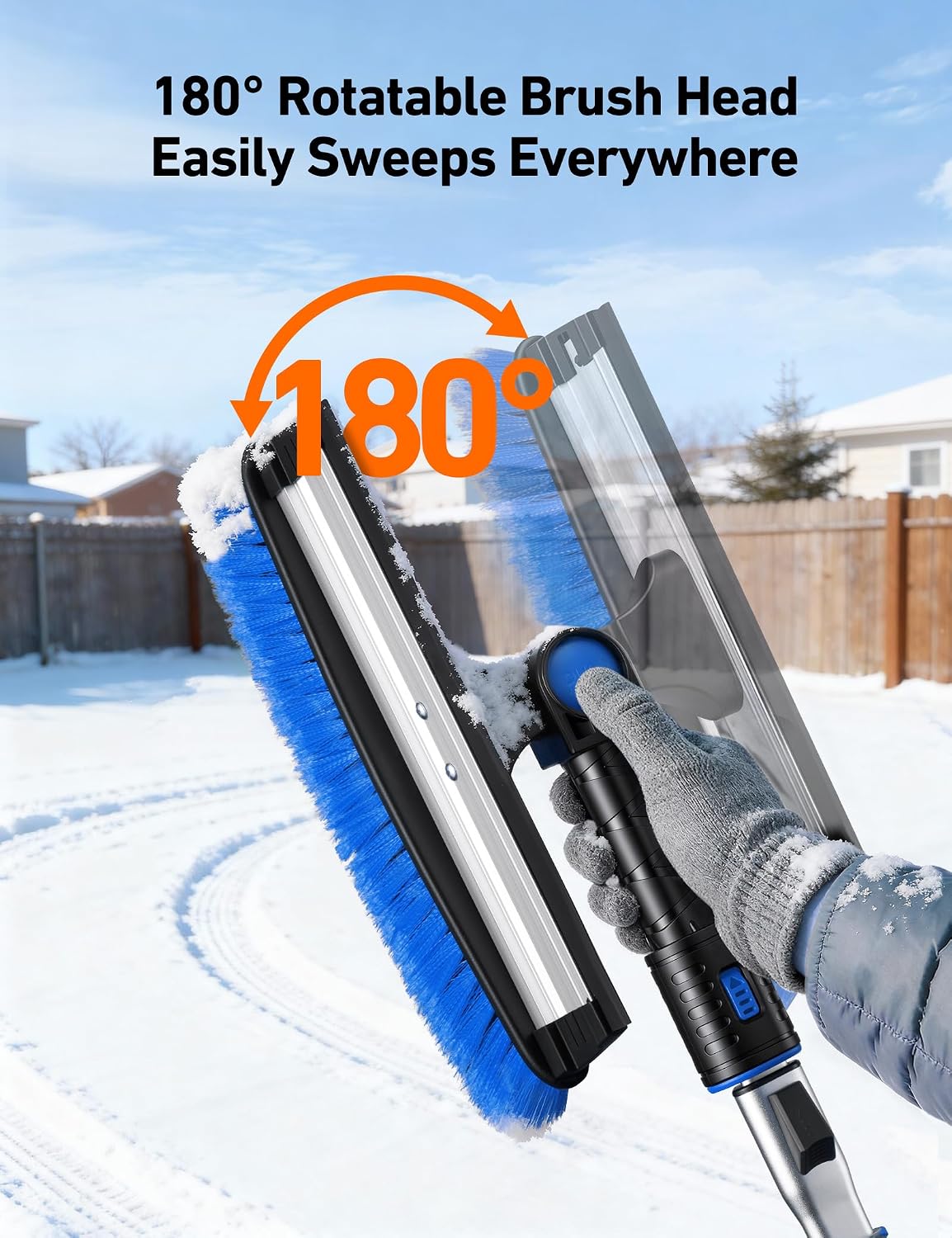AstroAI 47" Extendable 3-in-1 Snow Brush & Ice Scrapers for Car Windshield