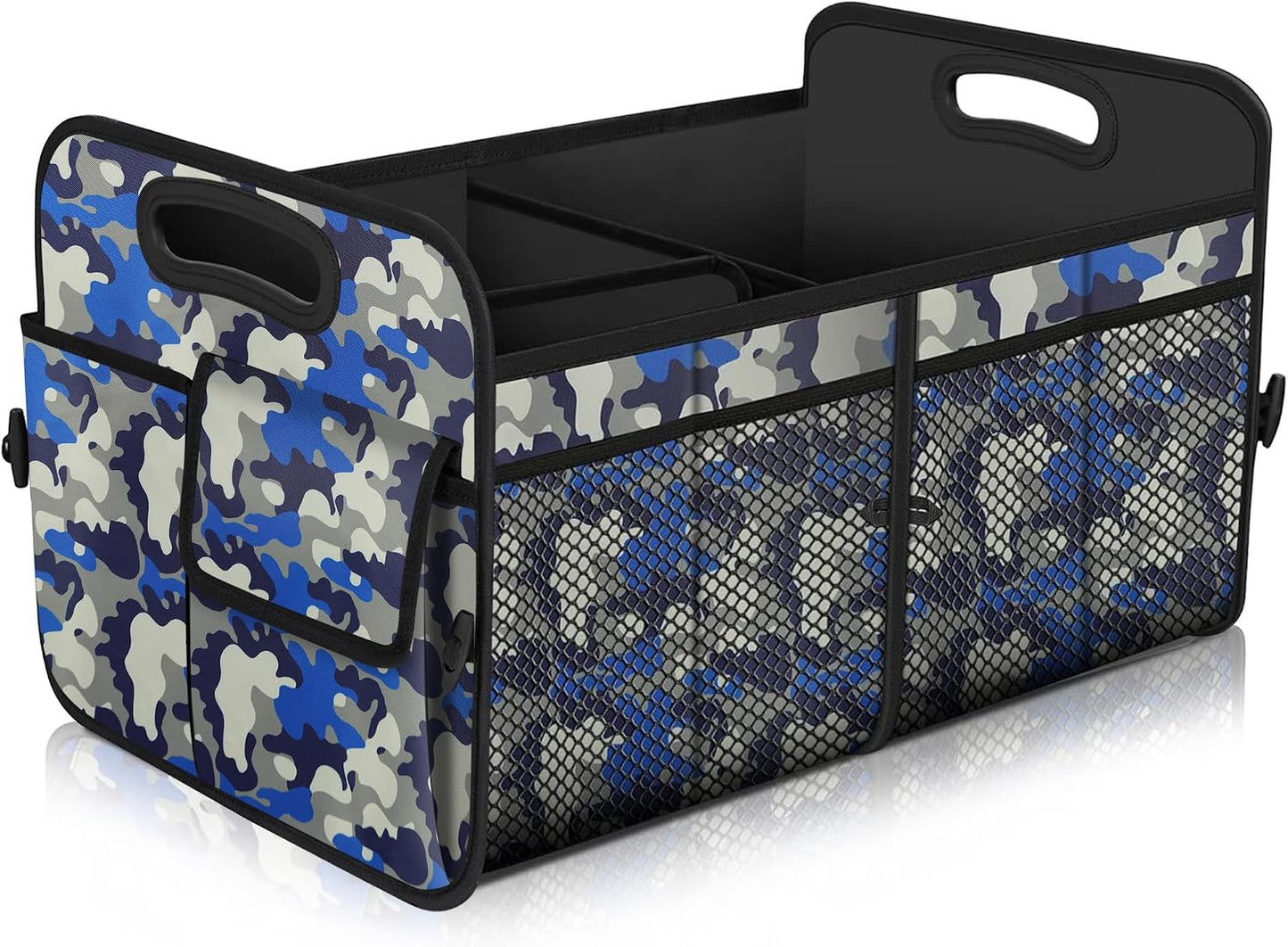 Femuar Car Trunk Organizer with 72L Large Capacity Waterproof Collapsible and 11 Pockets, Trunk Organizer for Car SUV/Jeep/Sedan, Large Size, Blue Camouflage