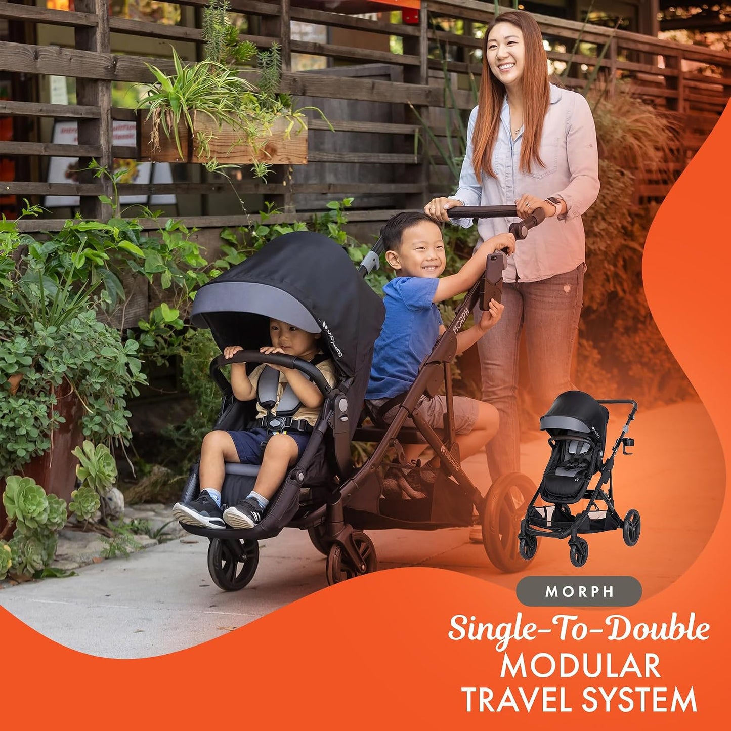 Baby Trend Single to Double Stroller & EZ-Lift Plus Infant Car Seat Combo, Dash Black - Lightweight and Compact Travel System Tandem for Babies, Infants, and Toddlers