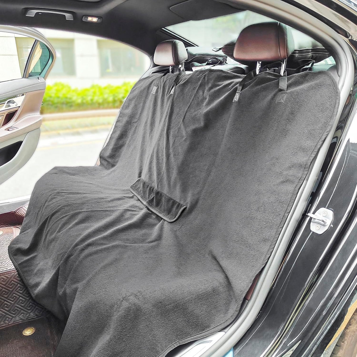 Waterproof Backseat Cover for Car Trucks Van SUV Jeep, Rear Bench Towel Seat Covers, Car Seat Protector for Gym Swimming, Universal Fits for Truck Van and SUV (Bench Grey)