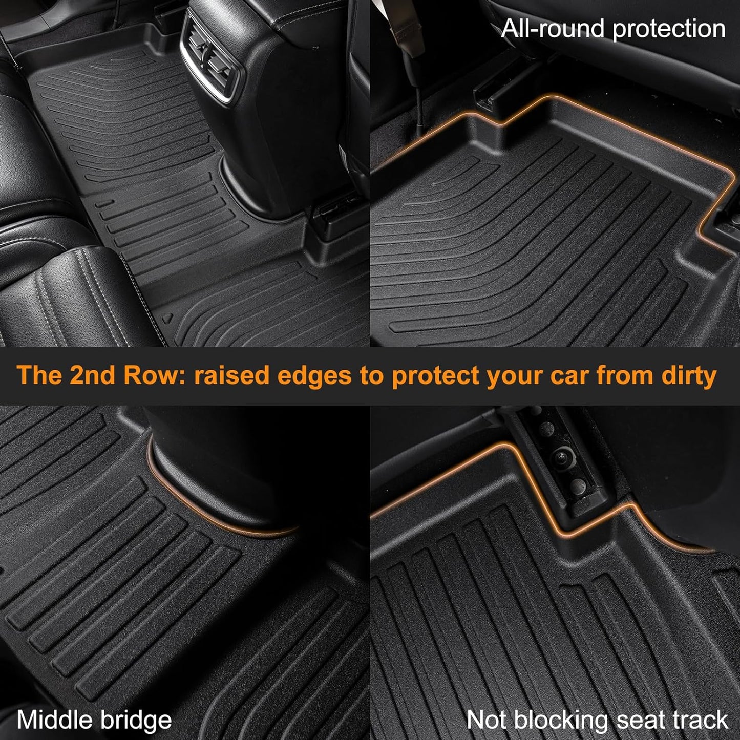 Binmotor-All Weather Floor Mats Cargo Liner Full Set for Kia Sportage 2017-2022 (Only Gas Models), Heavy Duty Car Floor Liners for Sportage Accessories