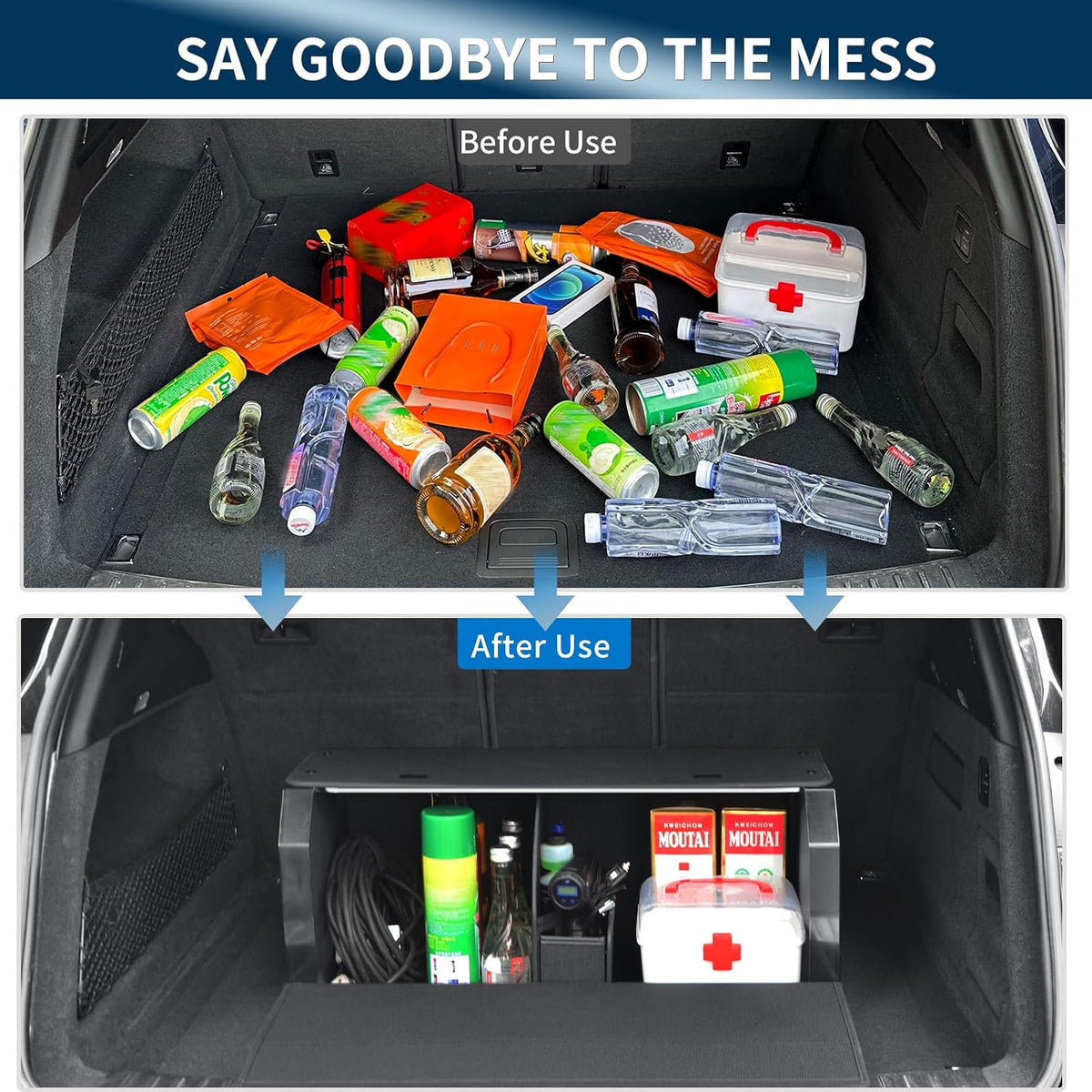 Trunk Organizer with Magnetic Lid, Leather Car Trunk Storage Organizer