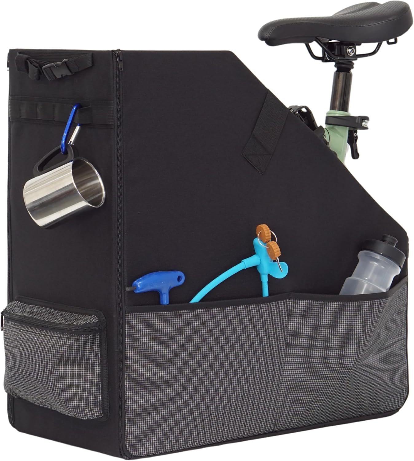 Vincita Keeper Box 2.0 for Folding Bicycle - Bike Storage Solution - Suitable For Bike - Keep The Bike Vertical In The Car Trunk To Save Space (Black with black zipper 2.0, For 20" Folding Bikes)
