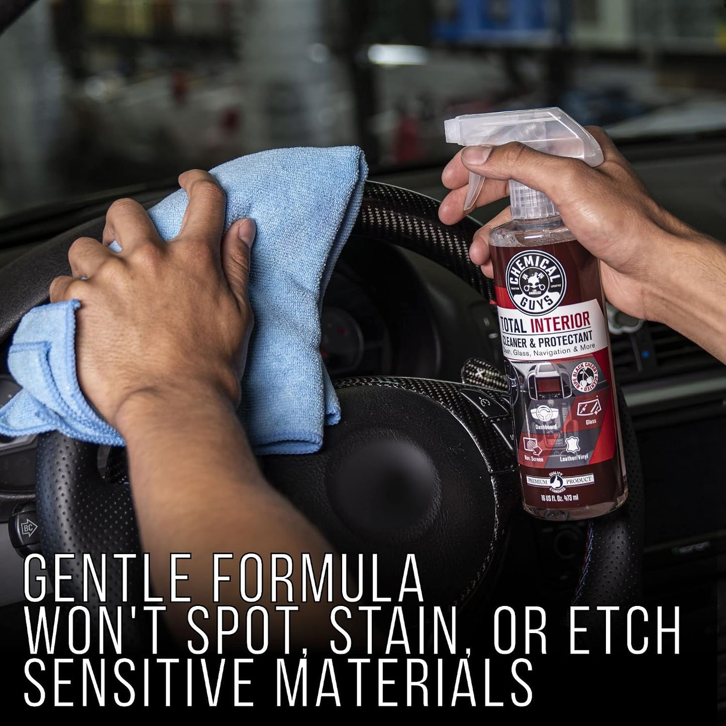 Chemical Guys, Total Interior Cleaner &amp; Protectant, Black Cherry, 16 oz | Cleans leather, vinyl, plastic and glass in one step with a Black Cherry scent and a fresh, factory-style finish
