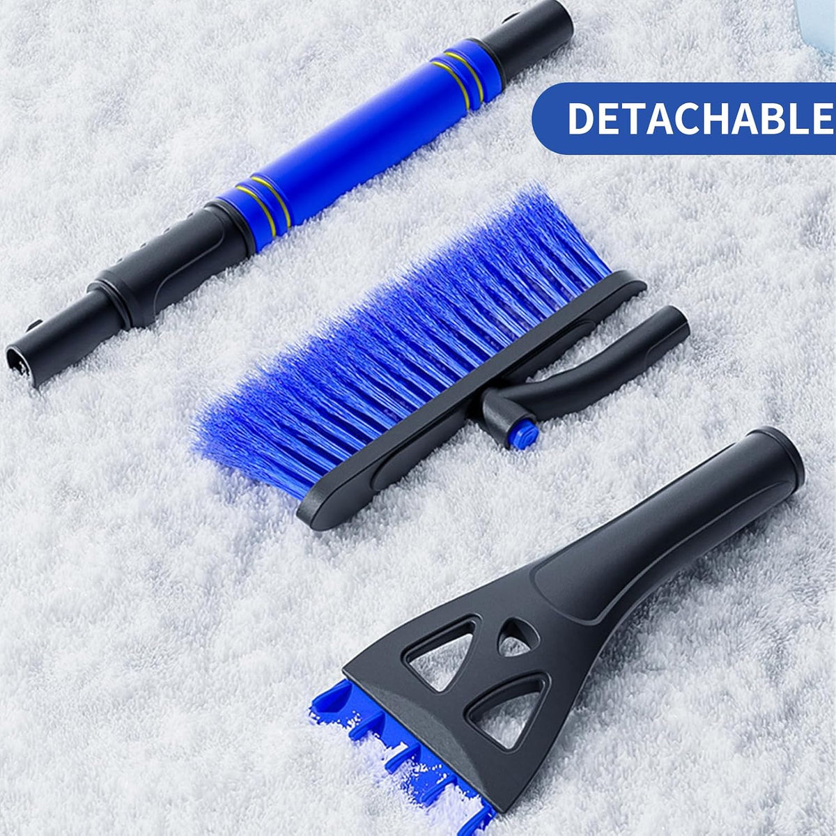SooGree 31.5" Snow Brush & Ice Scraper for Car Windshield, 3 in 1 Extendable Snow Brush with Squeegee, Detachable Snow Removal Tool with Comfortable Ergonomic Foam Grip for Cars, Suvs, Trucks, RVs
