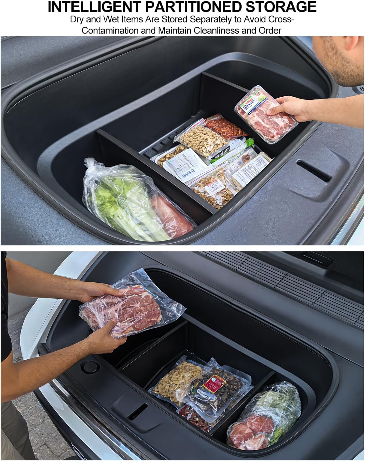 for Tesla Front Trunk Partition Model Y Juniper Accessories 2025 2026 Front Trunk Organizer Dividers Frunk Partition TPE Model Y Supermarket Daily Travel Goods Storage Separation 2PCS