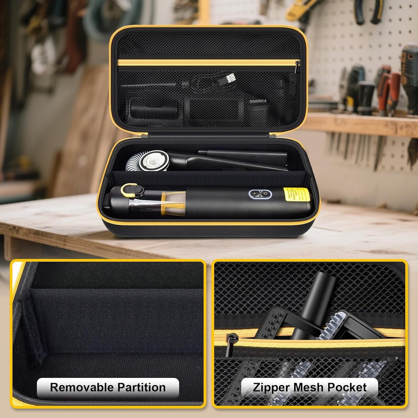 GWCASE Vacuum Car Case Compatible with Fanttik V8 Apex/Mate for Car owners | Removable Divider, Mesh Pocket for Accessories, EVA Shell Protection for Trunk, Truck and Road-Trip Storage