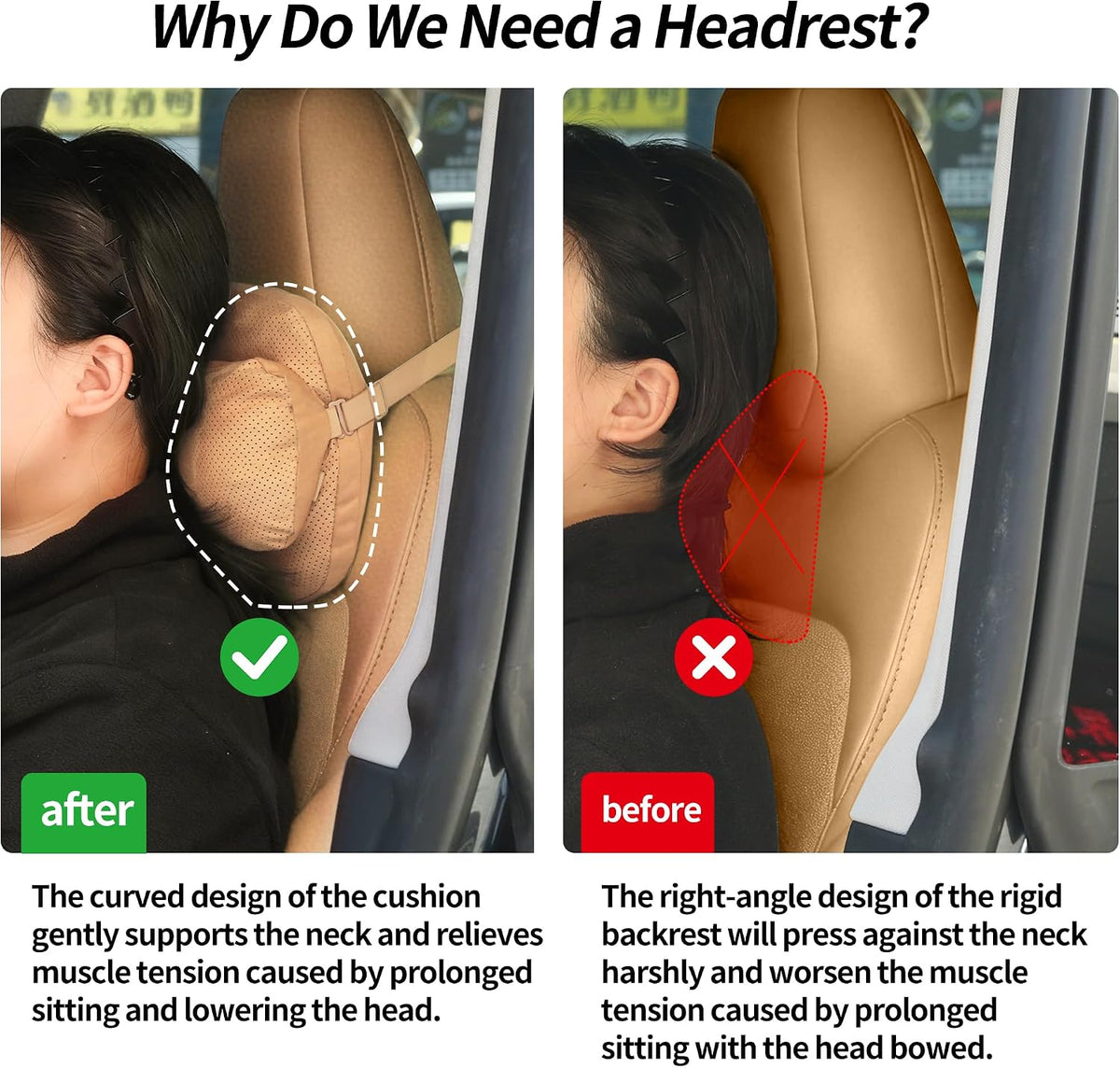 2 Pack Car Neck Pillow, Soft Car Headrest Pillow for Neck Support