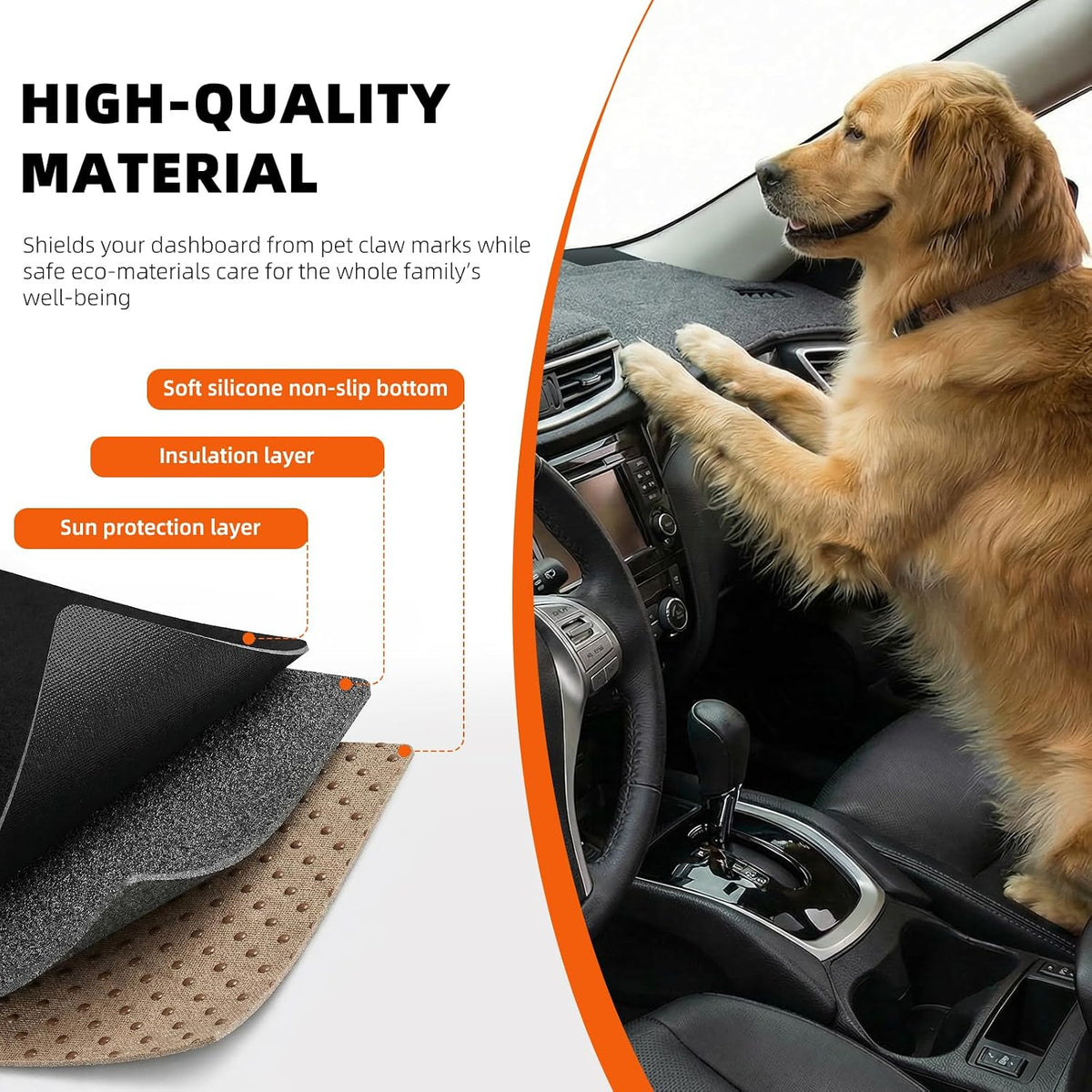 Dashboard Cover Dash Mat Fit for Fo-rd Escape 2019-2013 (Without HUD Models),Car Dash Board Mat Anti-Glare Carpet,Non-Slip Pad Sunshield Protector (Grey)