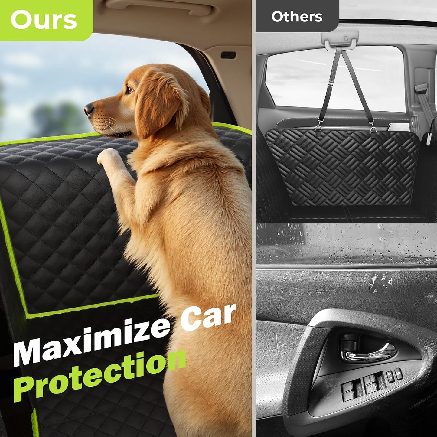 Pecute Dog Car Seat Cover for Back Seat 53.54 * 23.62 in, Car Window Fixing for Maximum Car Protection, Leather Fabric Back Seat Extender for Dogs, Waterproof & Scratch-Resistant, Support to 330 lbs