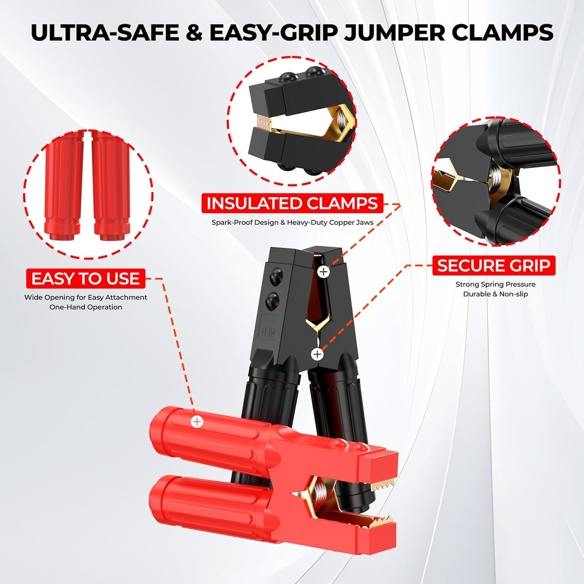 0 Gauge 25 Feet Jumper Cables Heavy Duty for Car