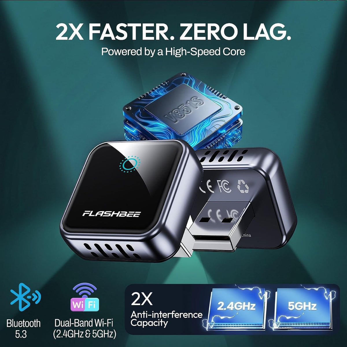 2026 [2-in-1] Latest Wireless CarPlay & Android Auto Adapter, Converts Wired to Wireless, Fast Auto-Reconnect, Dual-Band 5GHz WiFi + Bluetooth 5.3, USB-A & USB-C Compatible, Mini Design