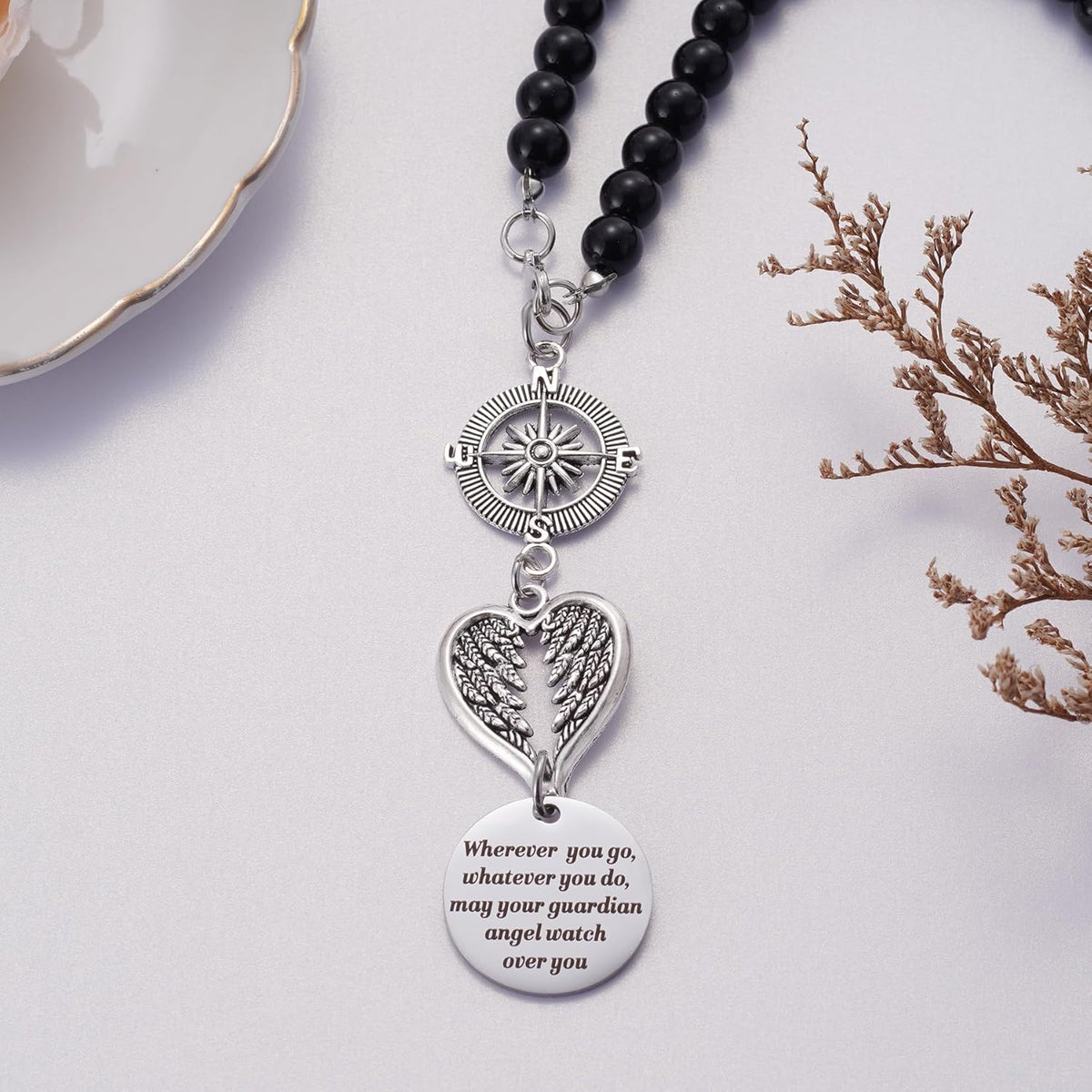 Guardian Angel Rearview Mirror Charm, Wherever You Go Whatever You Do May Your Guardian Angel Watch Over You, New Driver Gift, Car Decor, Hanging Angel Ornament for Car Mirror
