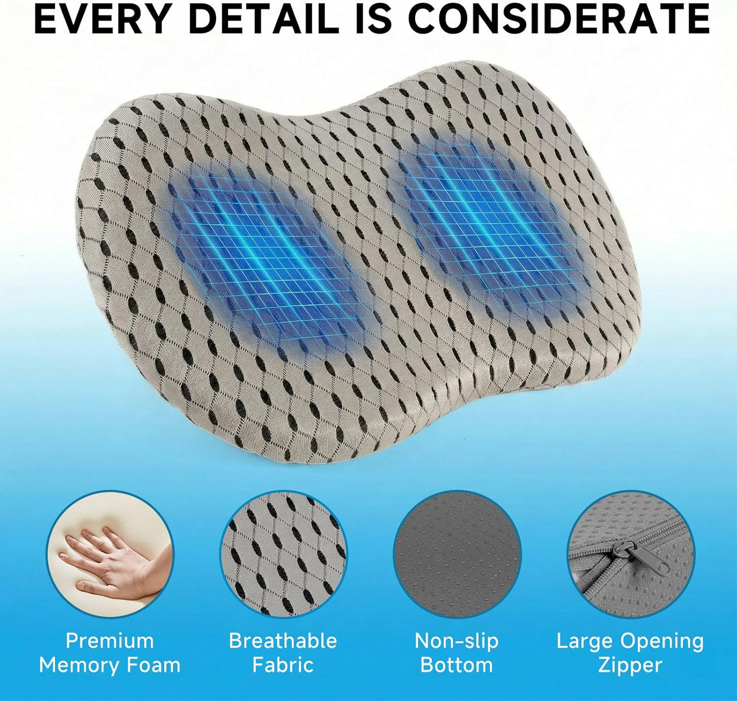 Livtribe Car Seat Cushion - Memory Foam Seat Pad for Sciatica & Lower Back Pain Relief - Driving Cushion with Breathable Mesh Cover - Road Trip Essentials for Drivers (3D Gray)