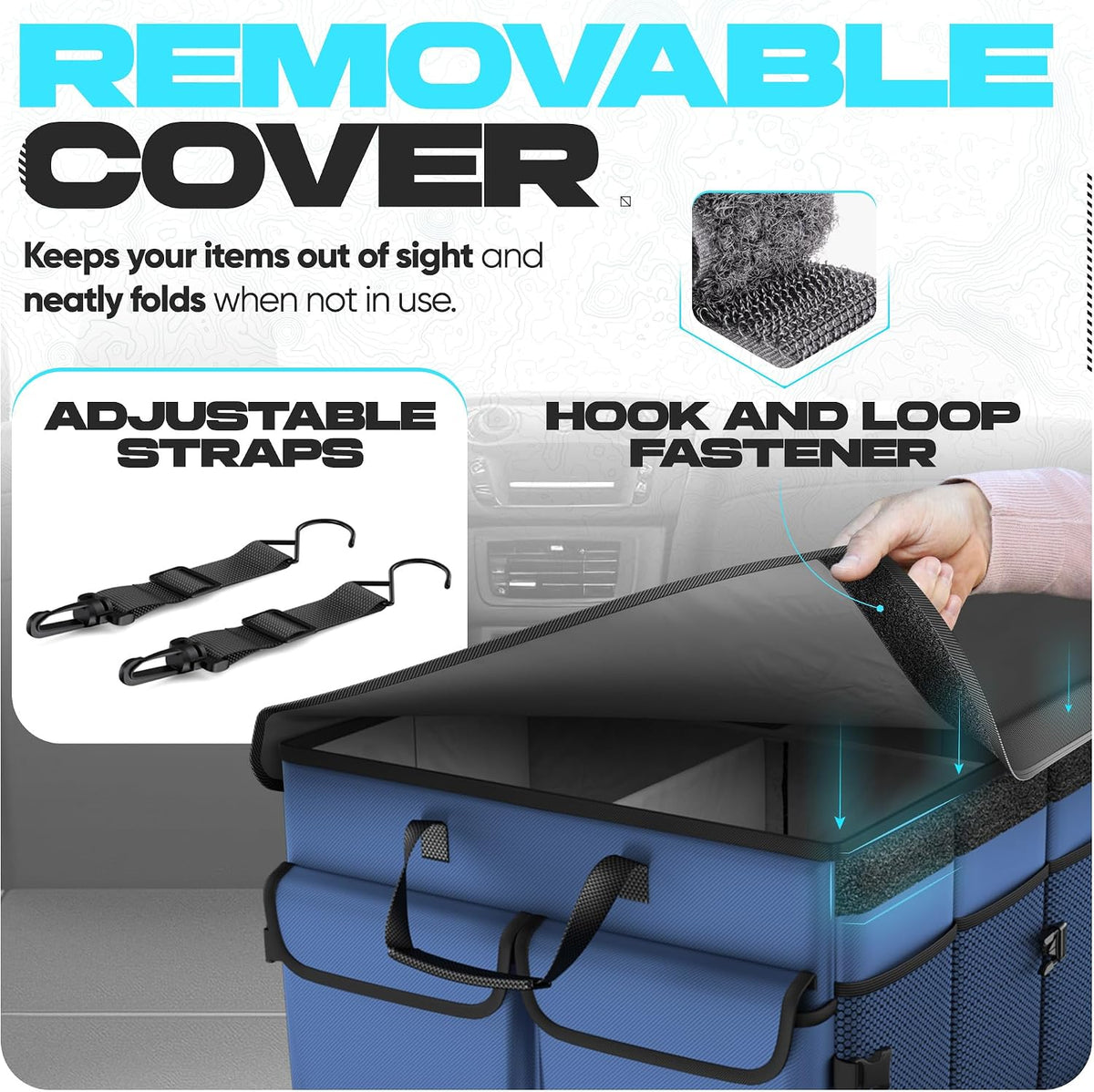 FORTEM Trunk Organizer - Foldable Car Organizer & Storage for SUVs & Trucks