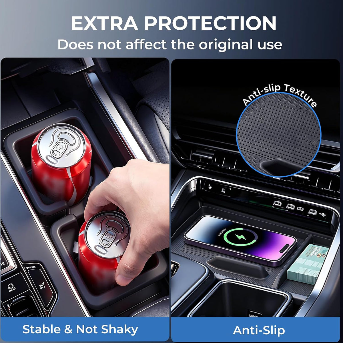 Cup Holder Insert & Wireless Charging Protective Mats for Lexus TX TX350/TX500h/TX550h+ 2026 2025 2024, Center Console Interior Accessories for 2024-2026 TX 350/500h/550h+, Black