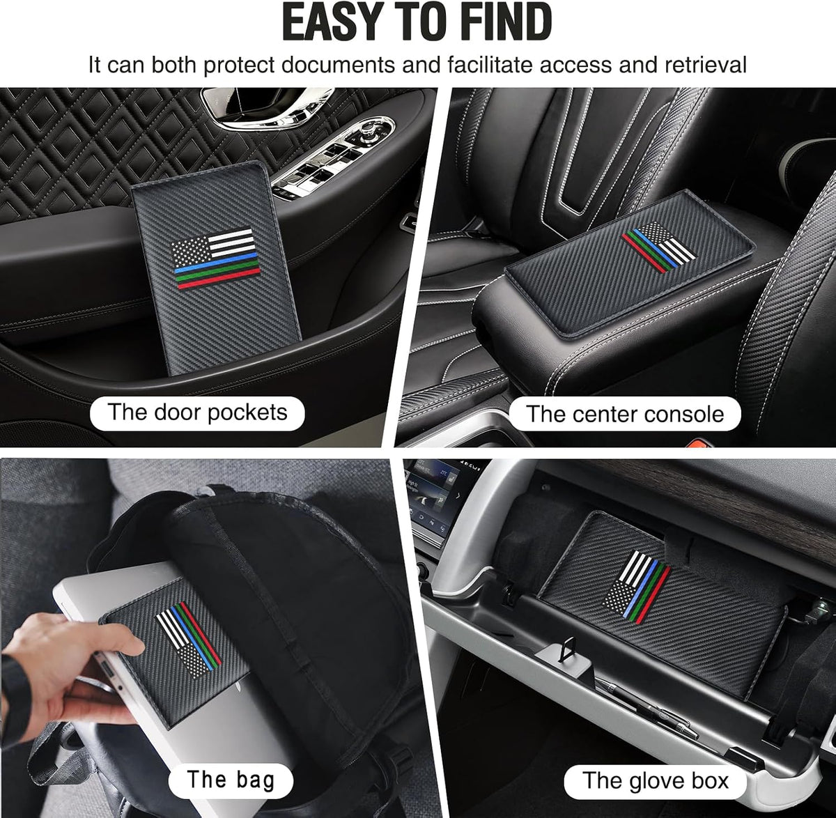 Giftguys Car Insurance and Registration Card Holder | for BMW Ford Tesla Cadillac All Cars | Store Cards, ID License & Essential Documents | Premium Leather with Magnetic Closure