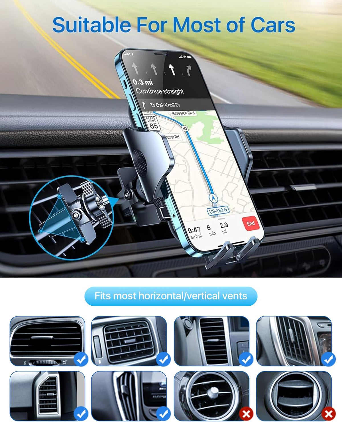 andobil Upgrade Phone Holders for Your Car Vent Sturdiest Car Phone Holder