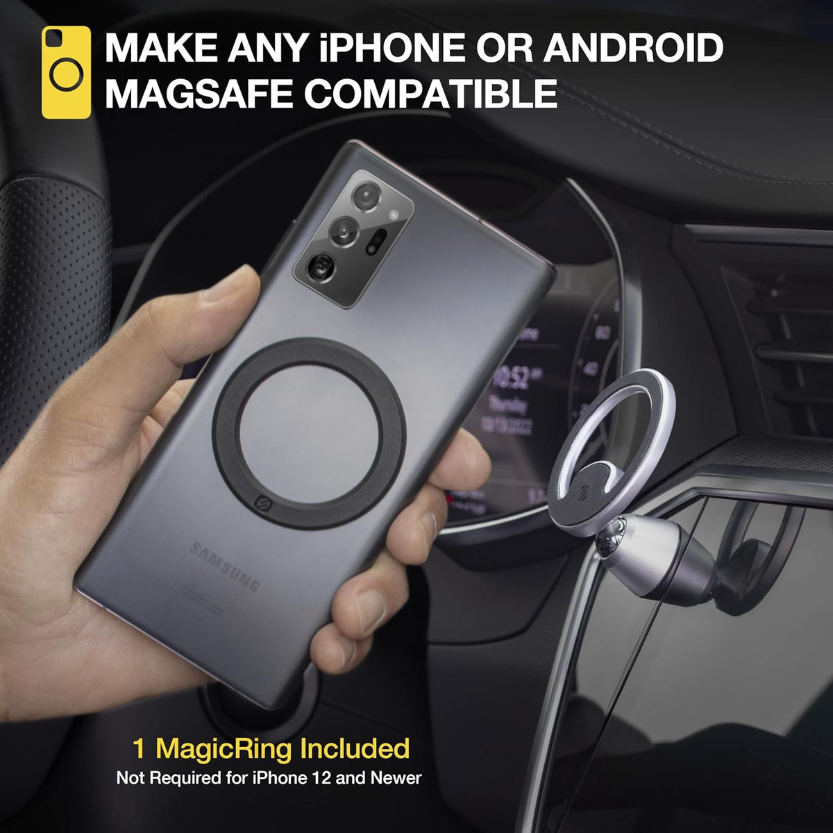 Scosche MagicMount MEMSD-SP Elite2 Magnetic Dashboard Mount for Magsafe Mobile Devices, Cell Phone Holder for Car Dash, 360° Adjustable Magnet Head, Compatible with iPhone 14, 13, 12 and MagSafe Case