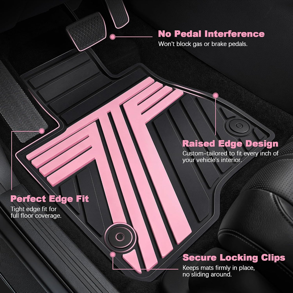 TTX LIGHTING Floor Mats for Chevy Equinox & GMC Terrain 2025-2026, Pink