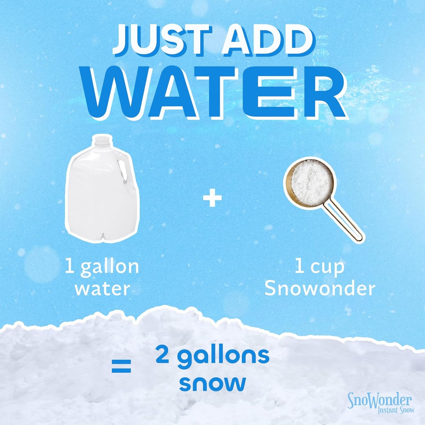 SNOWONDER Instant Snow Fake Artificial Snow, Also Great for Making Cloud Slime - Mix Makes 4 Gallons of Fake Snow