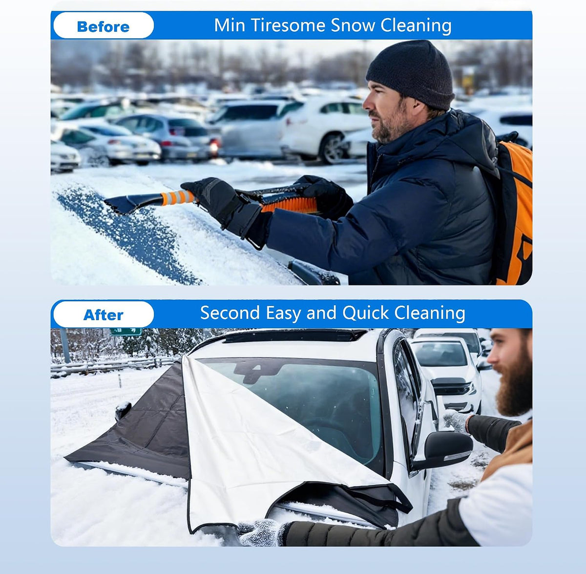 Windshield Cover for Ice and Snow,New Upgraded Heavy Duty Windshield Snow Cover,Extra Large Size (75"x45"),Windproof Winter Frost and Deicing Awning Suitable Fzor Cars, Trucks, SUVs