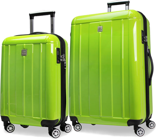 World Traveler Contour 2-Piece Polycarbonate Hardside Expandable Spinner Luggage Set with TSA Lock - Apple Green (20 &amp; 28)